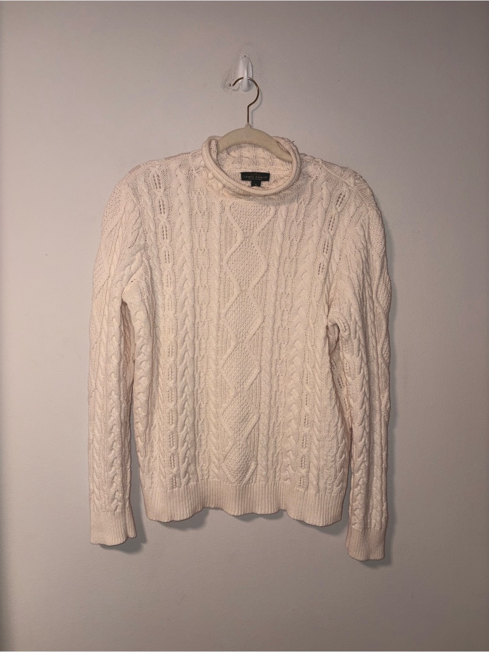 Ralph Lauren Cream Cowl Cable Knit Sweater XL